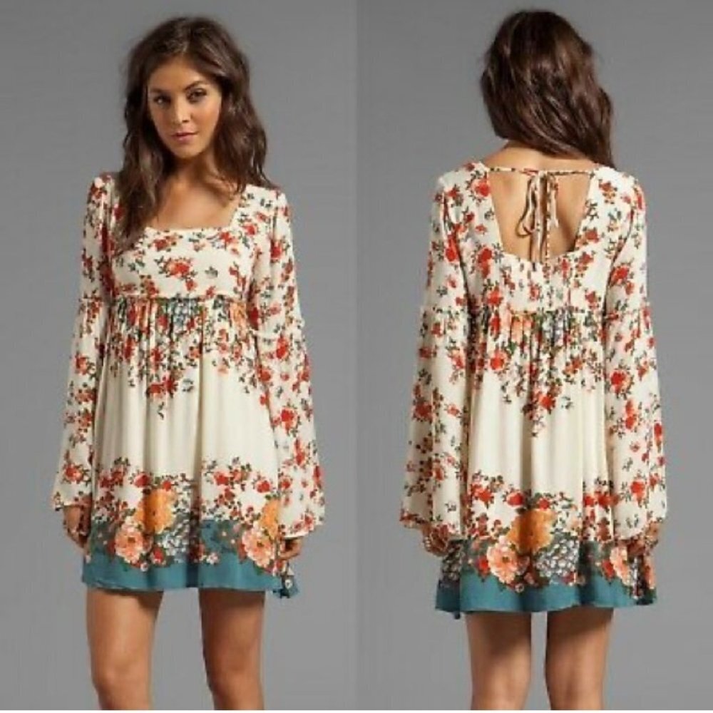 FREE PEOPLE Modern Chinoiserie Bell Sleeve Dress